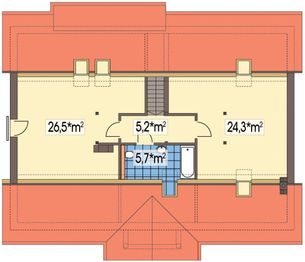 Poddasze projektu - Sielanka 2 35st. A z powiększoną kotłownią, piwnicą, bez garażu