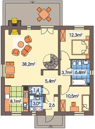 Parter projektu - Magda wersja A bez garażu