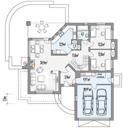 Parter projektu - Lawenda 2A 2-garaże