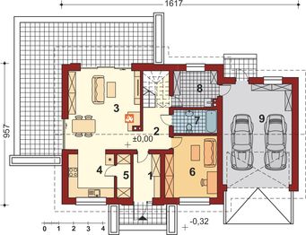 Parter projektu - Sowa 8 z garażem 2-st.