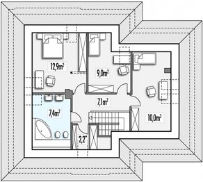 Poddasze projektu - Blanka A garaż