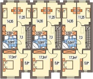 Piętro 1 projektu - Konrad zestaw 3 segmentów L+S+P