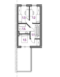 Piętro 1 projektu - JB54 szeregowy segment skrajny prawy