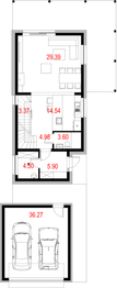 Projekt domu House x12 - rzut parteru, dom liczy 3 pokoje, 2 łazienki i wc