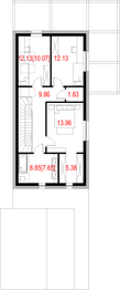 Projekt domu House x12 - rzut poddasza, dom liczy 3 pokoje, 2 łazienki i wc