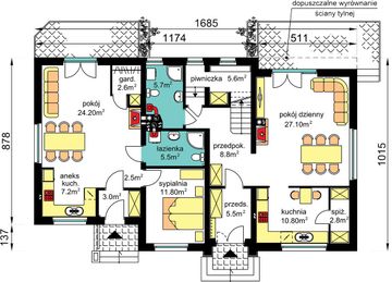 Parter projektu - BS-15 wariant - dwulokalowy