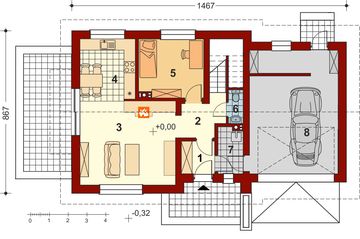 Parter projektu - Pinczer 4 z garażem XL
