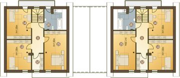 Projekt domu Nowinka z garażem i wiatą bliźniak [A1-BL1] - rzut poddasza, dom liczy 4 pokoje, 2 łazienki i wc