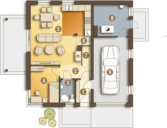 Parter projektu - Nowinka II z garażem 1-st. [A]