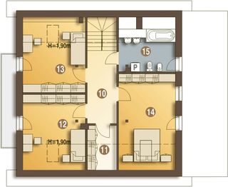 Poddasze projektu - Nowinka III z garażem i wiatą [A1]