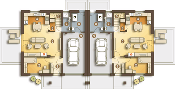 Parter projektu - Nowinka III z garażem 1-st. bliźniak [A-BL1]