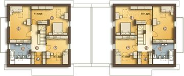 Projekt domu Nowinka IV z garażem i wiatą bliźniak [A1-BL1] - rzut poddasza, dom liczy 4 pokoje, 2 łazienki i wc
