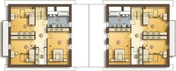 Projekt domu Nowinka III z garażem i wiatą bliźniak [A1-BL1] - rzut poddasza, dom liczy 4 pokoje, 2 łazienki i wc