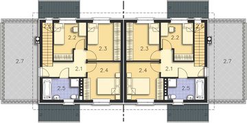 Projekt domu Glasgow II LMBL43 - rzut 1 piętra, dom liczy 3 pokoje, 2 łazienki i wc