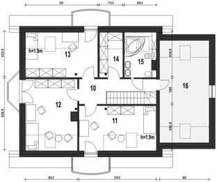 Poddasze projektu - Dom Dla Ciebie 1 w4 z garażem 1-st. [A]