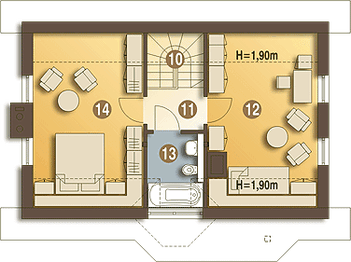 Poddasze projektu - Agatka styl bez garażu [B]
