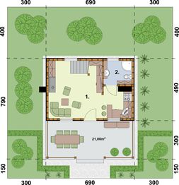 Parter projektu - Bari dom letniskowy z poddaszem szkielet drewniany