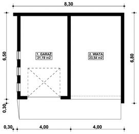 Parter projektu - G333 - Budynek garażowy z wiatą