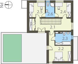 Piętro 1 projektu - Zielony taras