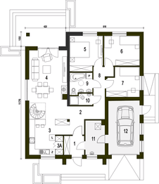 Parter projektu - Alf II z garażem 1-st. [A]
