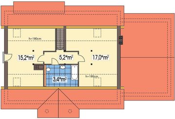 Poddasze projektu - Sielanka 2 100 MDM wersja A z podwójnym garażem paliwo stałe