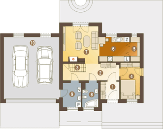 Parter projektu - Artur III z garażem 2-st. [A1]