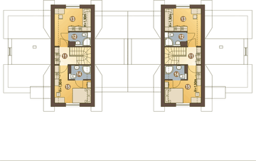 Poddasze projektu - Artur III z garażem 1-st. bliźniak [A-BL]