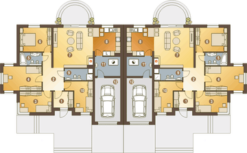 Parter projektu - Bączek z garażem 1-st. bliźniak [A-BL1]