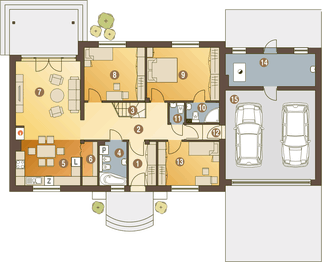 Parter projektu - Derkacz z garażem 2-st. [A1]