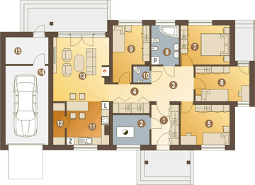 Parter projektu - Gąska z garażem 1-st. [A1]