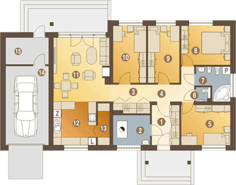 Parter projektu - Gąska II z garażem 1-st. [A1]
