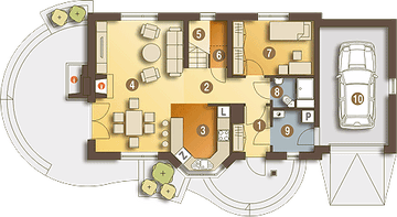 Parter projektu - Agatka II styl z garażem 1-st. [A]