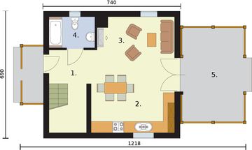 Parter projektu - Orlean 3 dom letniskowy z poddaszem szkielet drewniany