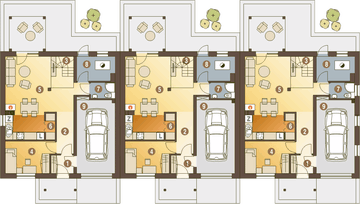 Parter projektu - Jarząbek II z garażem 1-st. szeregówka [A-SZ]