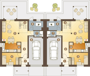 Parter projektu - Jarząbek II z garażem 1-st. bliźniak [A-BL1]