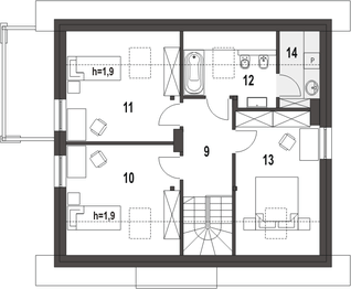 Poddasze projektu - Monika z garażem 1-st. [A]