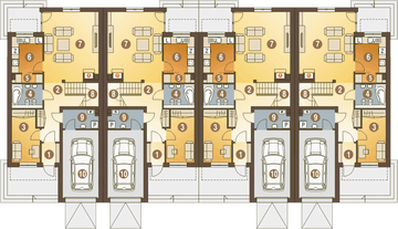 Parter projektu - Gwarek II z garażem 1-st. szeregówka [A-SZ]