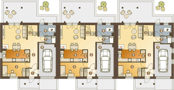 Parter projektu - Jarząbek III z garażem 1-st. szeregówka [A-SZ]