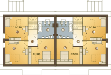 Poddasze projektu - Jarząbek III z garażem 1-st. bliźniak [A-BL1]
