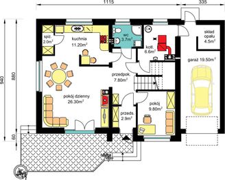 Parter projektu - BW-54 front południowy