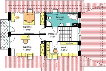 Poddasze projektu - BW-54 front południowy