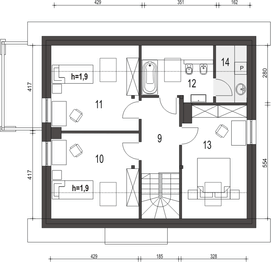 Poddasze projektu - Monika II z garażem 1-st. [A]