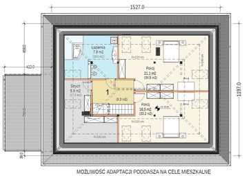 Poddasze projektu - Heros 4 z wiatą garażową