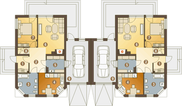 Parter projektu - Lolek II z garażem 1-st. bliźniak [A-BL1]