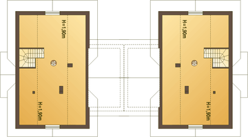 Poddasze projektu - Lolek II z garażem 1-st. bliźniak [A-BL1]