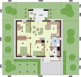 Parter projektu - La Palma 2 C szkielet drewniany dom mieszkalny z ogrzewaniem gazowym