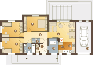 Parter projektu - Raniuszek z garażem 1-st. [A]