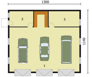 Parter projektu - G164 szkielet drewniany garaż trzystanowiskowy