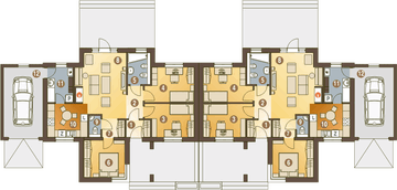 Parter projektu - Polluks z garażem 1-st. bliźniak [A-BL2]