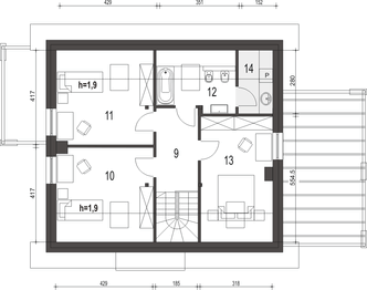 Poddasze projektu - Monika III z wiatą [B]